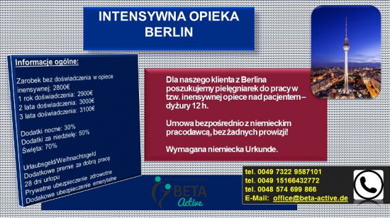 Pielęgniarka – Intensywna opieka Berlin